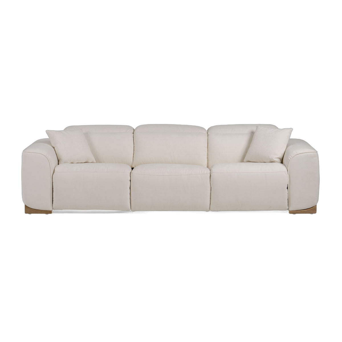 Hagerty - Modern Off-White Fabric Sofa With 2 Power Recliners