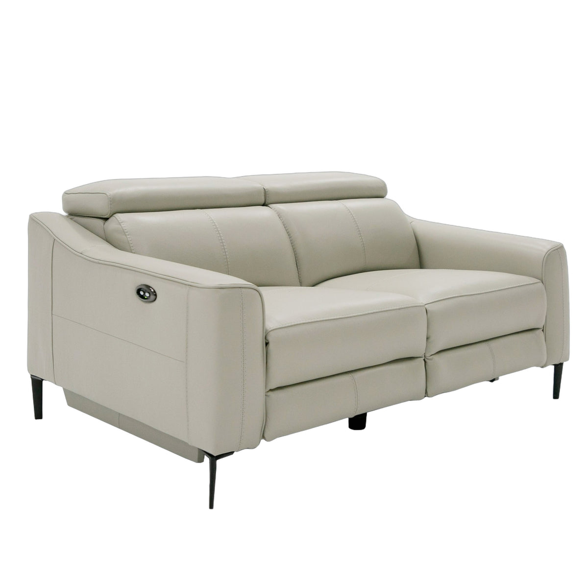 Eden - Modern Grey Leather Loveseat with 2 Recliners