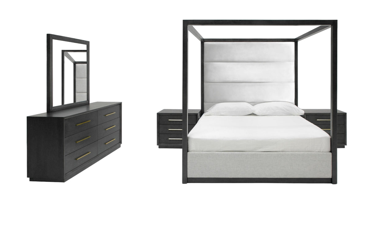 Manhattan- Contemporary Canopy Grey Bedroom Set-queen