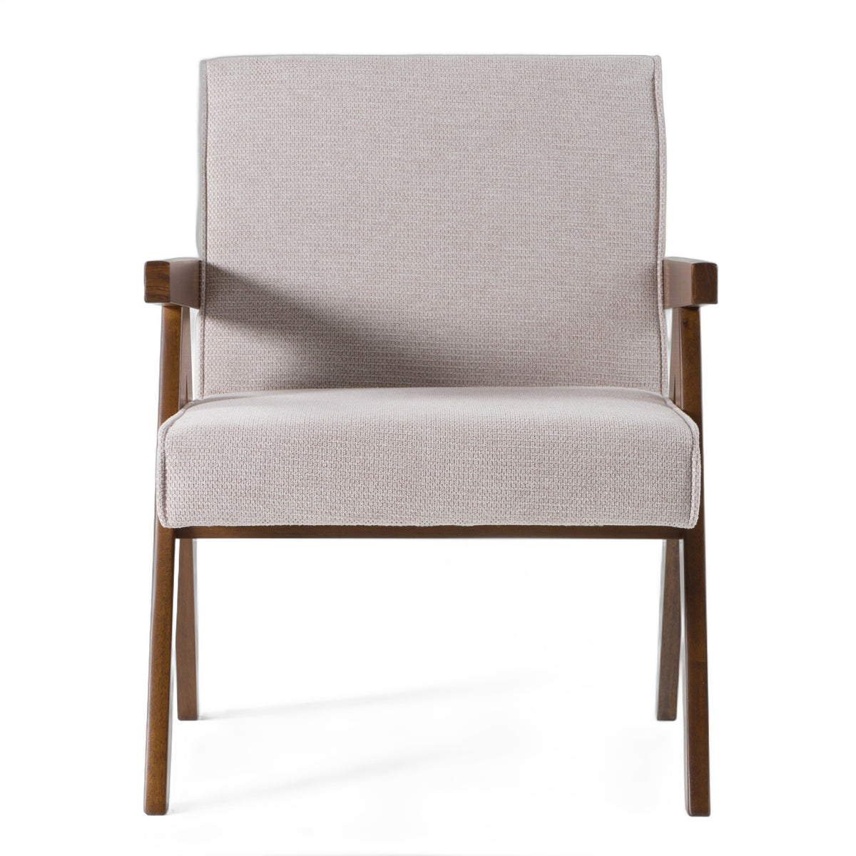 Joseline - Modern Beige Fabric + Walnut Accent Chair (Set of 2)