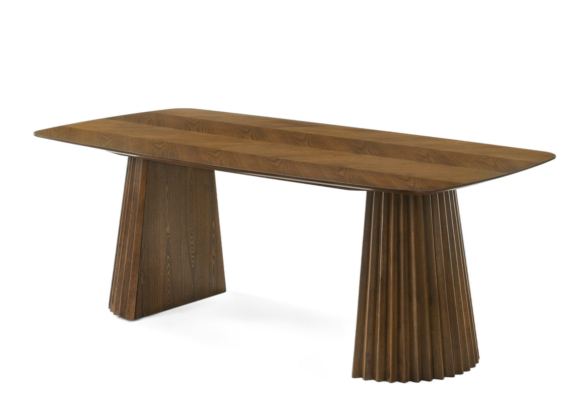 Sacks - Mid-Century Modern Herringbone Walnut Dining Table