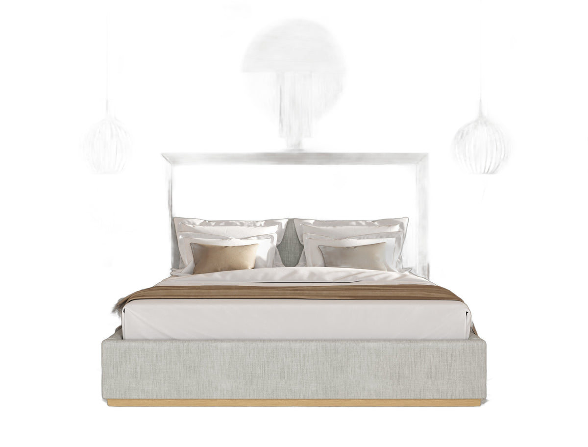 Santa Barbara - Modern Grey Fabric + Natural Bed