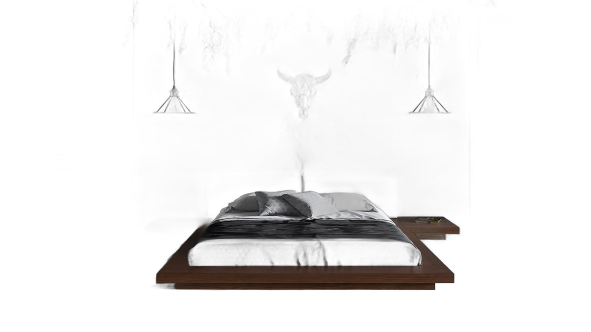 Tokyo - Contemporary Walnut and White Platform Bed
