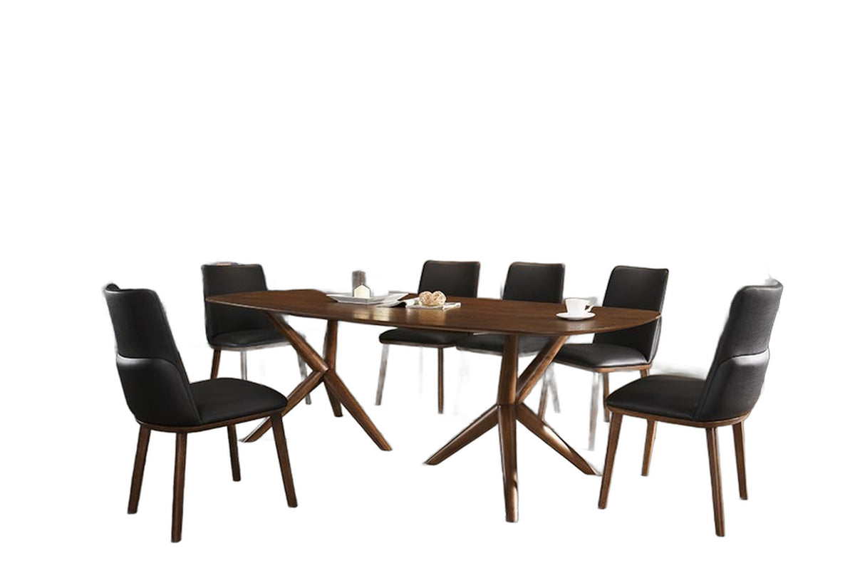 Utah - Modern Walnut and Brown Eco-Leather Dining Chair- Set of 2