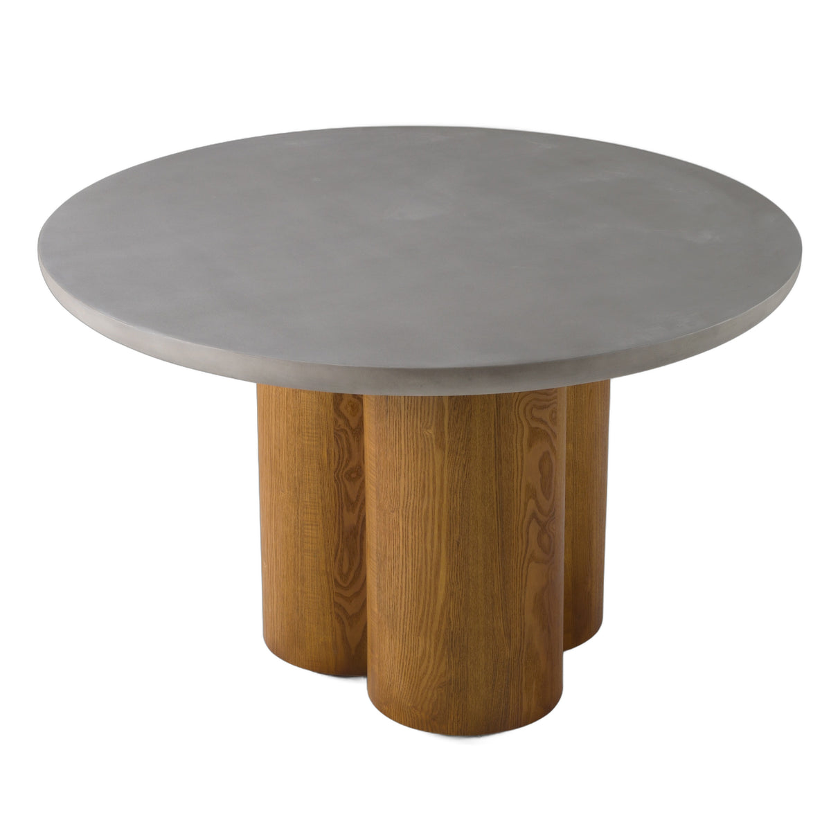 Bateman - Modern Faux Concrete + Walnut Round Dining Table