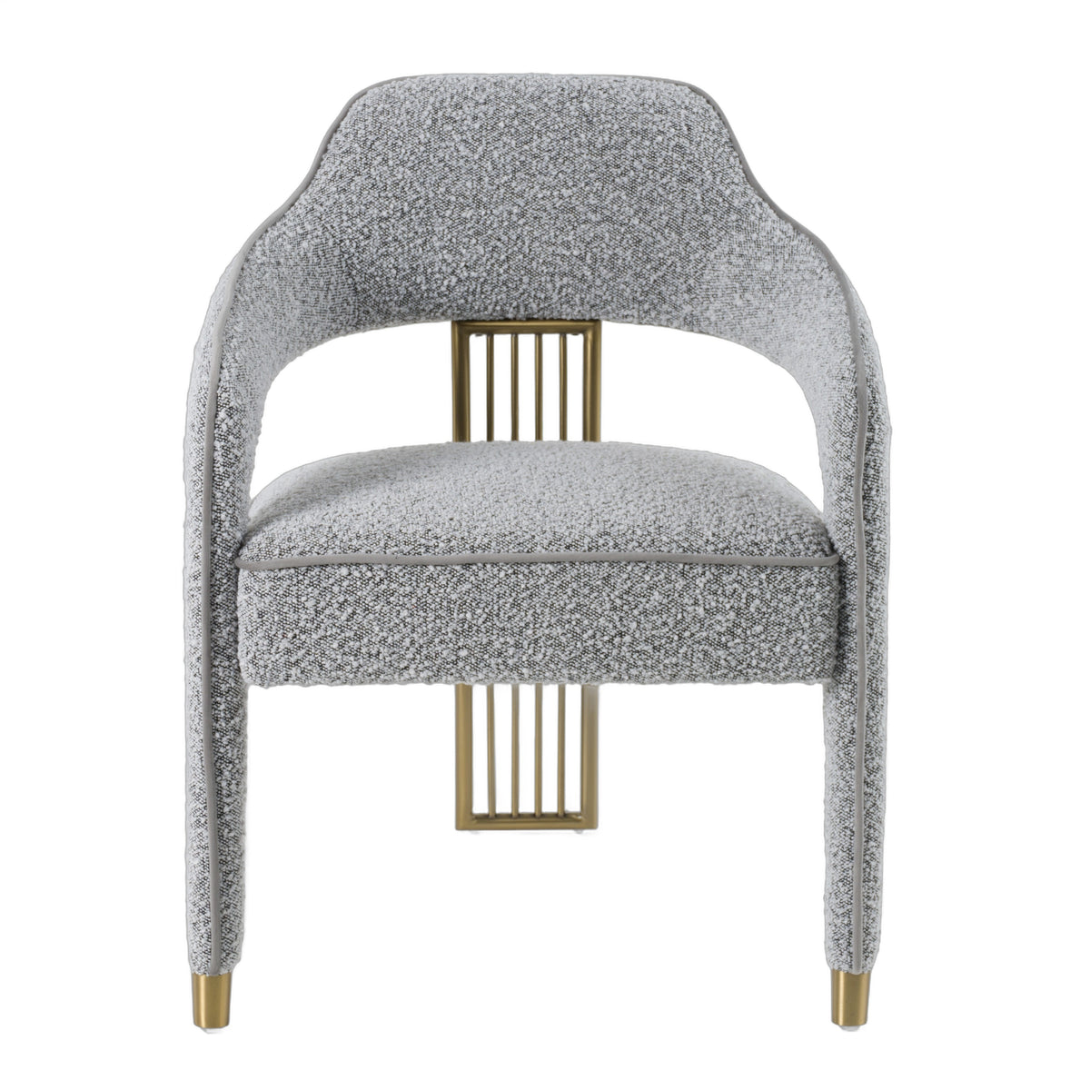 Kasem - Modern Grey Fabric + Gold Dining Chair