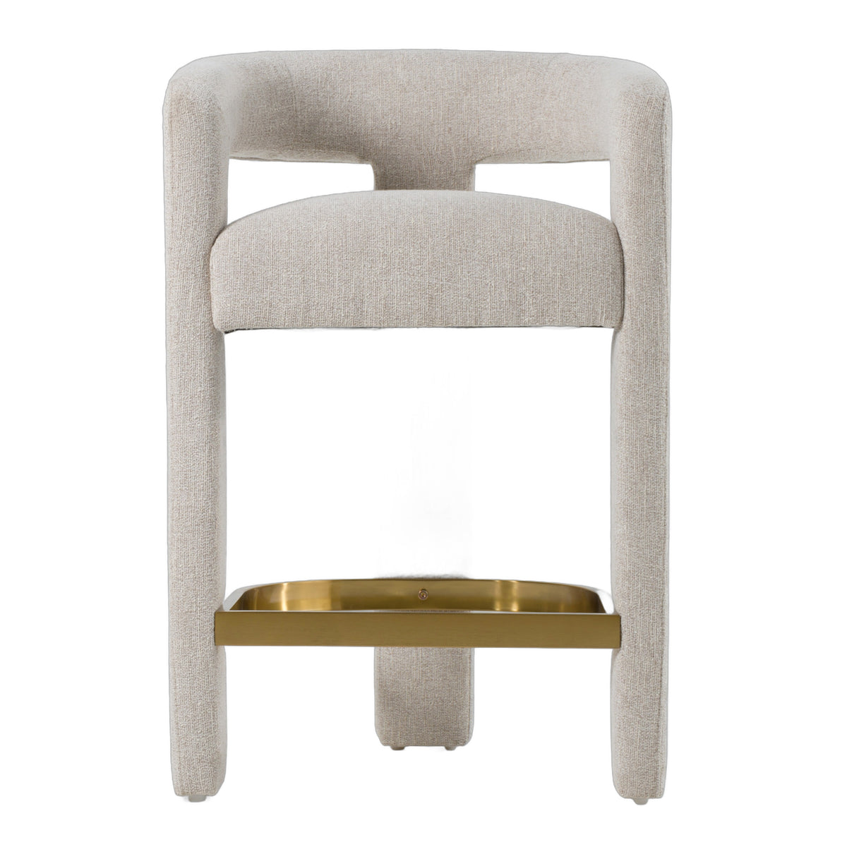 Adam - Modern Beige Fabric + Brass Counter Chair