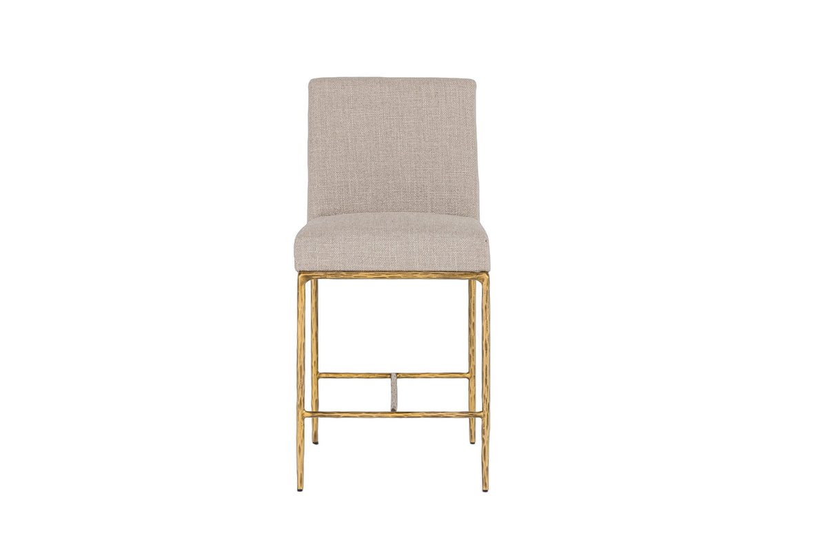 Beasley - Modern Beige Linen + Brass Counter Chair