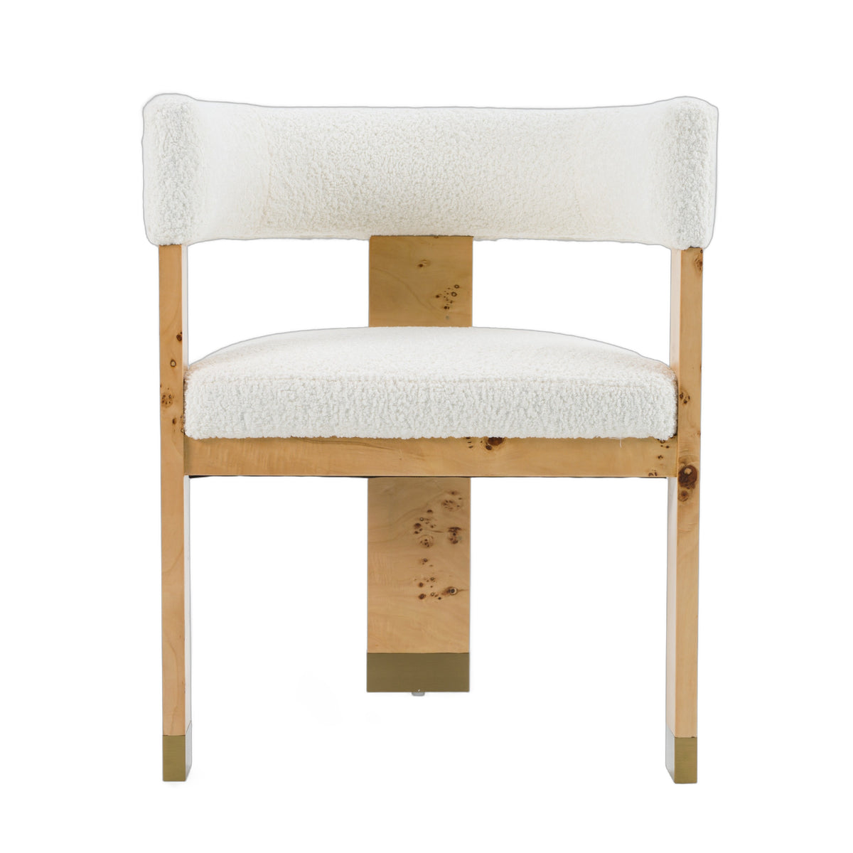 Letha - Modern Cream Fabric + Burl Dining Chair