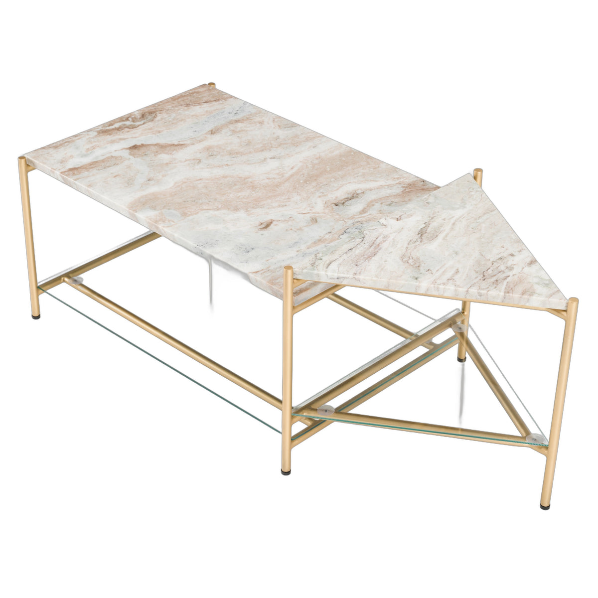 Mosk - Modern Marble + Glass + Brass Coffee Table