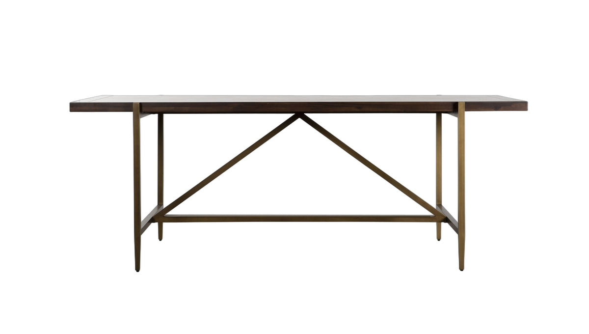 Shane - Modern Acacia & Brass Dining Table