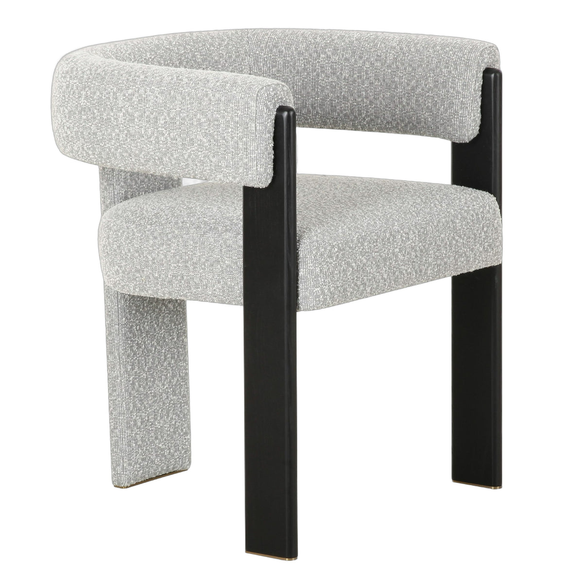 Kenmare - Modern Light Grey Fabric + Black Dining Chair