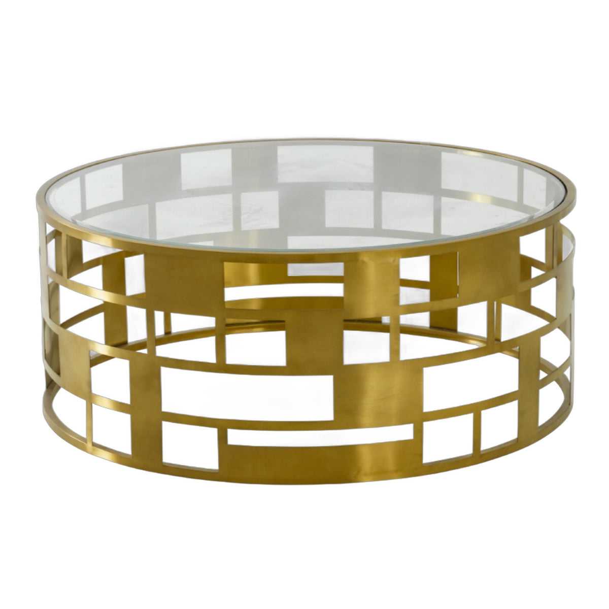 Kudo - Glam Clear Glass and Gold Glass Coffee Table