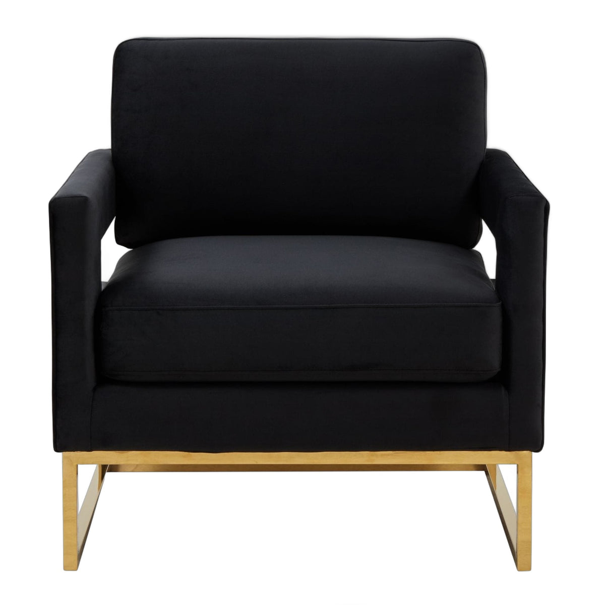 Edna - Modern Black Velvet & Gold Accent Chair