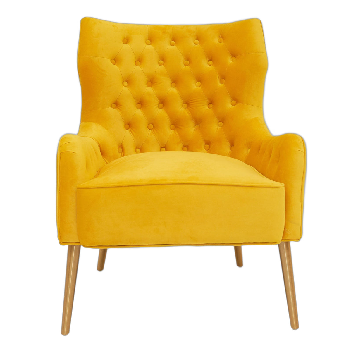 Everly - Contemporary Velvet Yellow Accent Chair