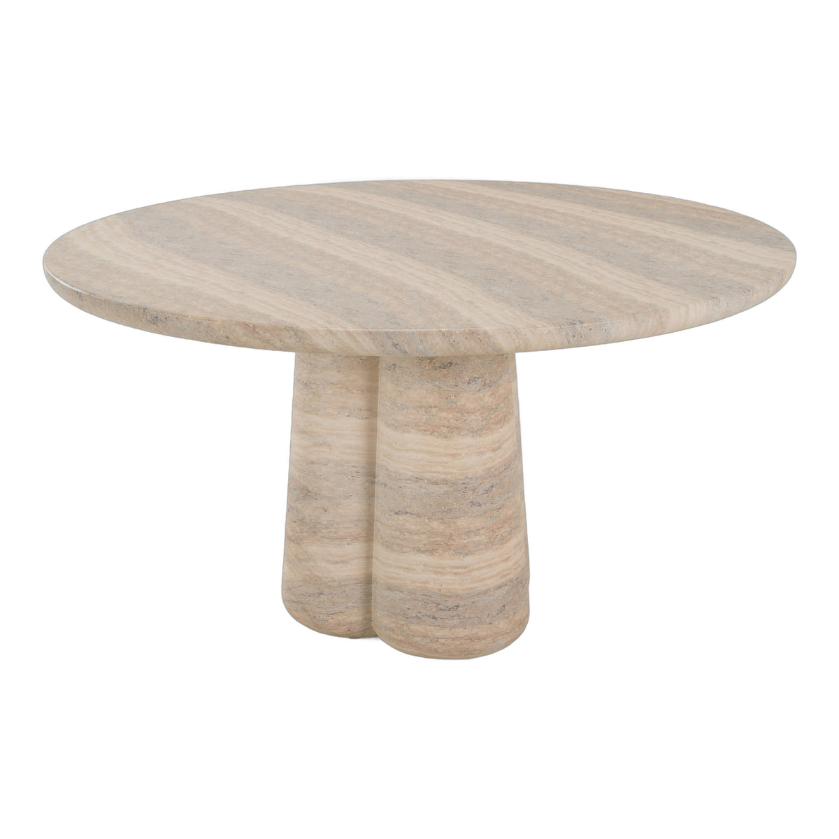 Aragats - Modern Faux Travertine Concrete Round Dining Table