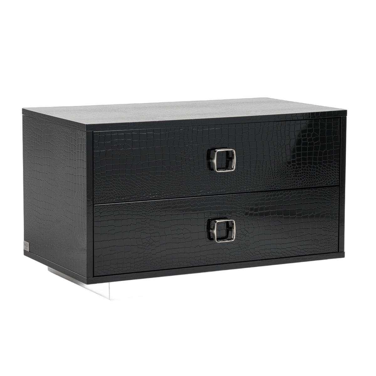 Victoria Modern Black Crocodile Nightstand