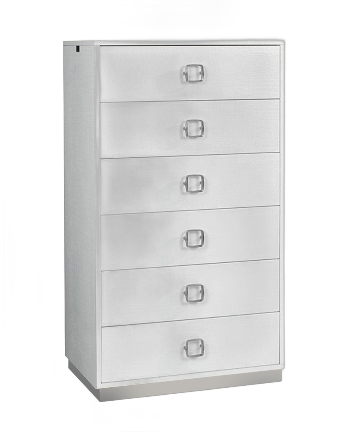 Victoria Modern White Crocodile Lacquer 6-Drawer Chest