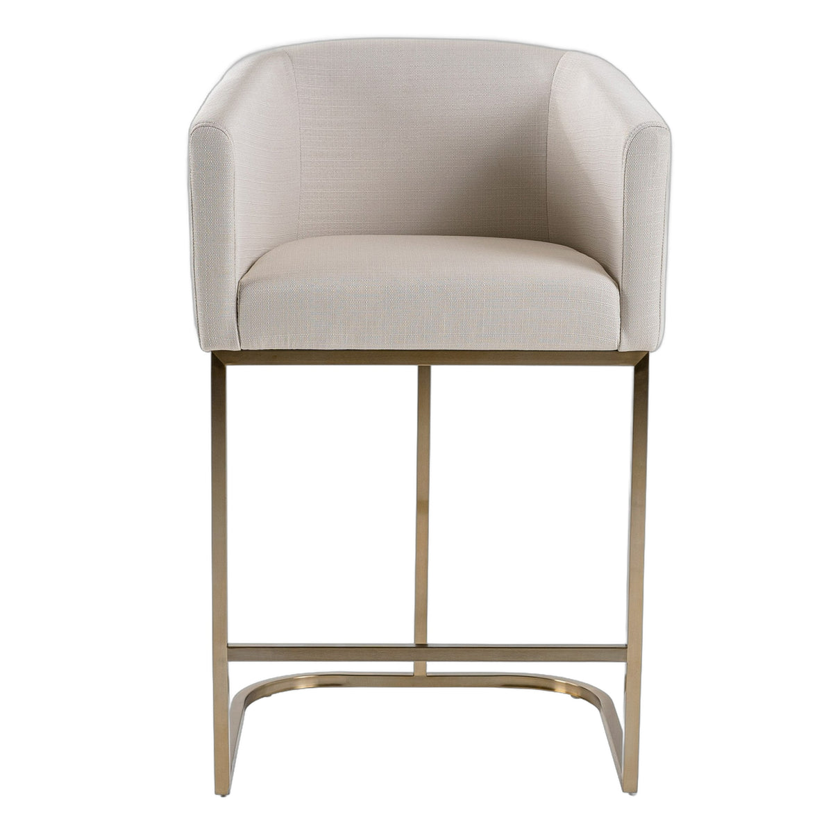 Yukon - Modern Off White Fabric & Brushed Brass Counter Chair