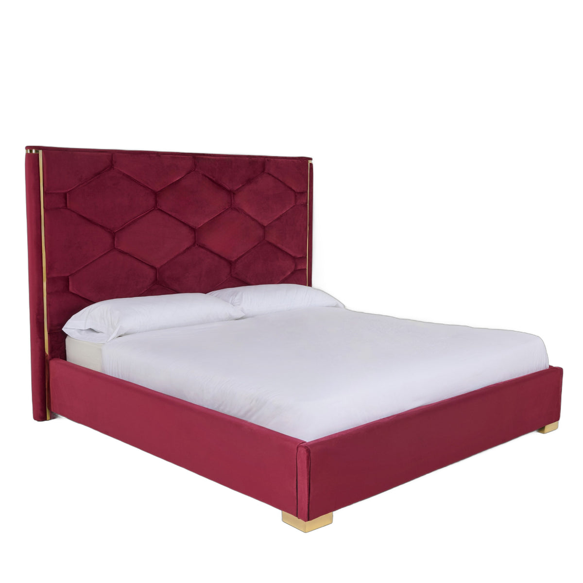 Janet - Modern Red Velvet + Gold Bed