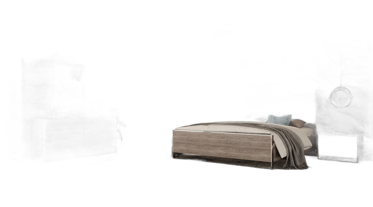 Charlene Modern Grey Elm and Stainless Steel Q Bedroom Set