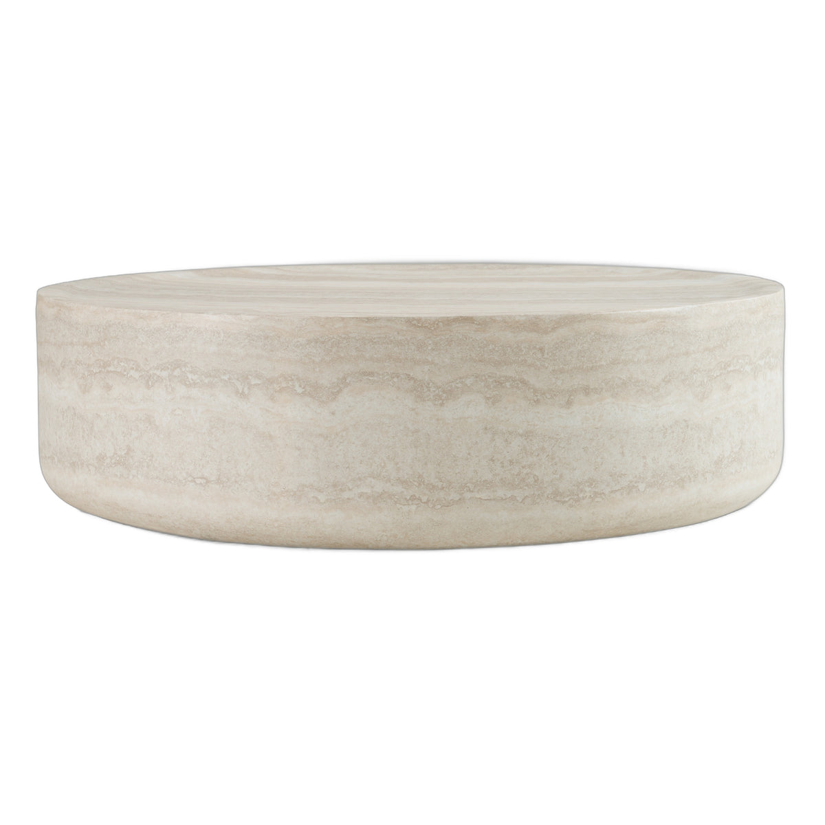 Cozad - Modern Faux Travertine Round Coffee Table