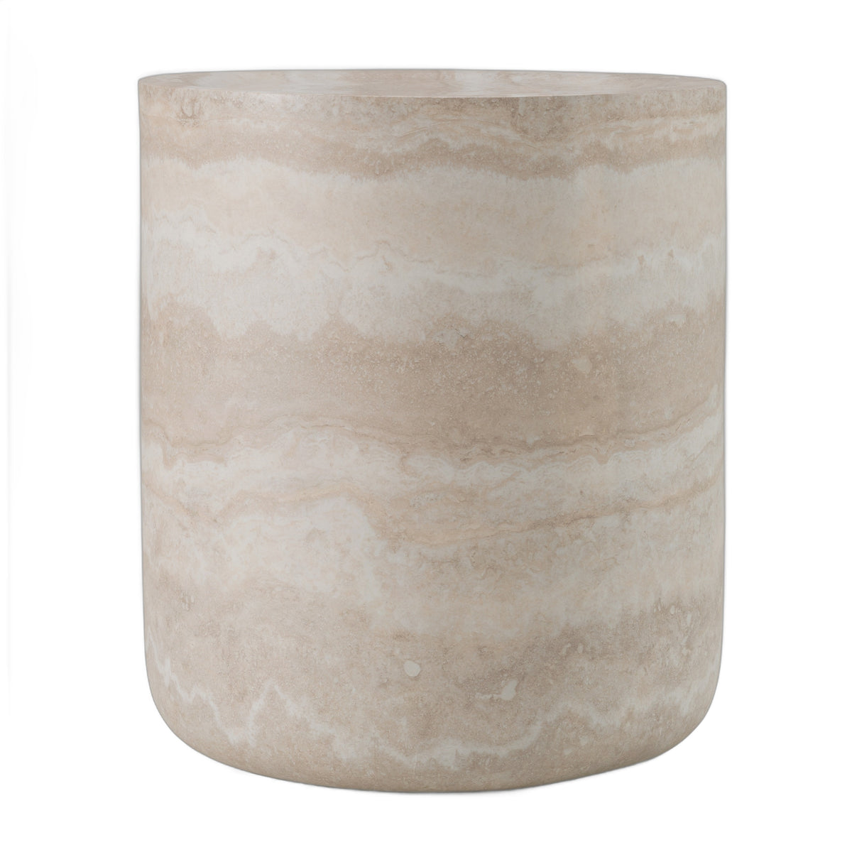 Cozad - Modern Faux Travertine Round End Table