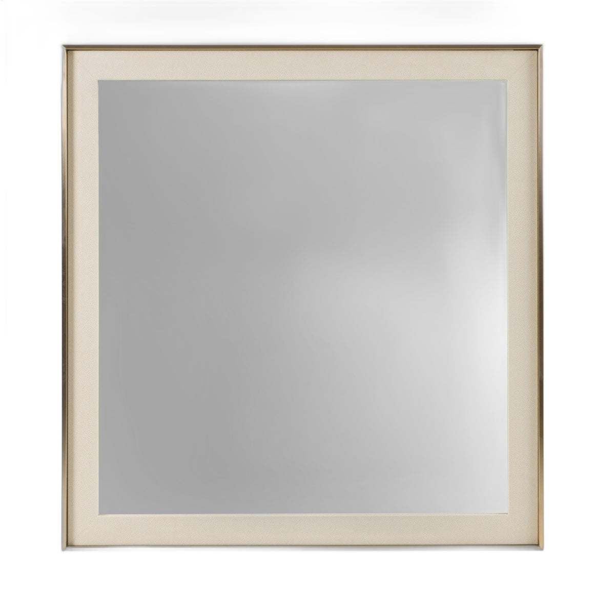 Cartier - Modern Beige Shagreen & Brushed Brass Mirror