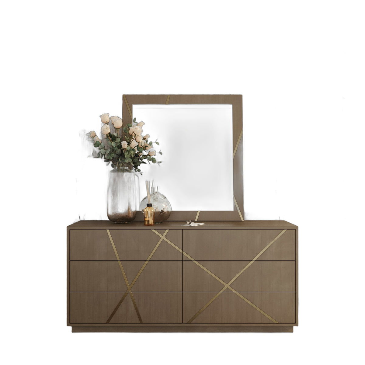 Nixa - Modern Birch + Brushed Bronze Mirror