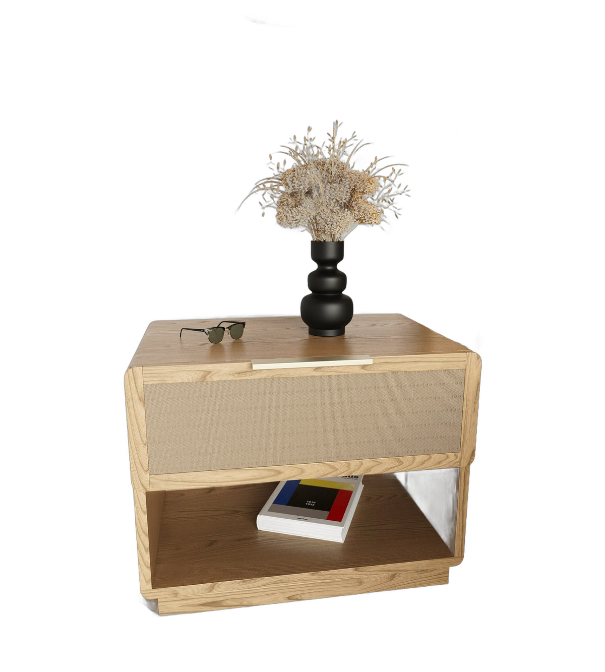 Gavin - Modern Natural Ash + Rattan Nightstand