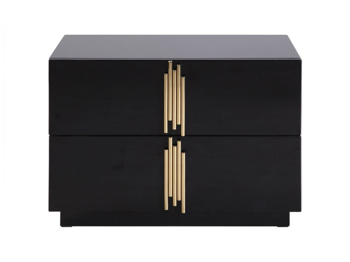 Token - Modern Black + Gold Wide Nightstand