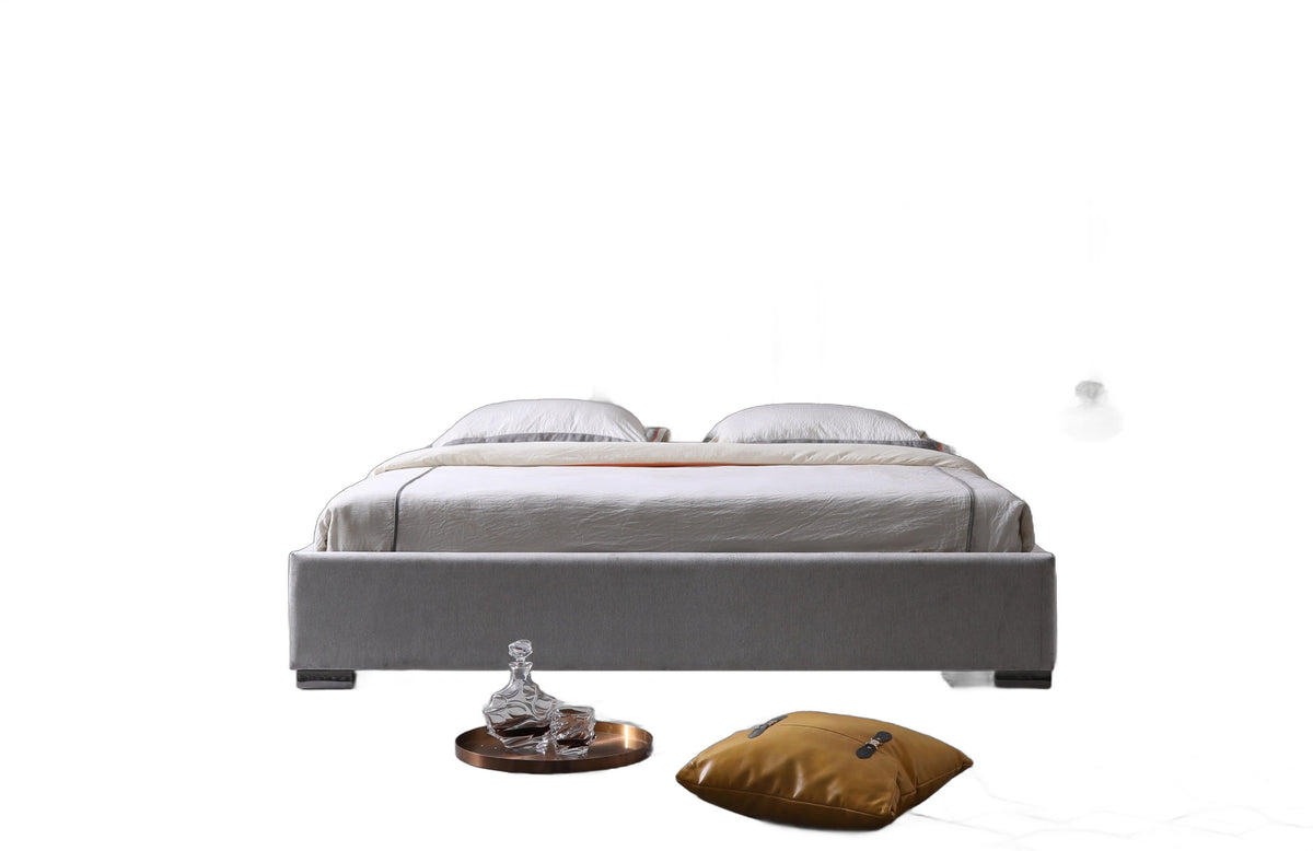Queen Buckley - Modern Grey & Black Stainless Steel Bed w/ Nightstands