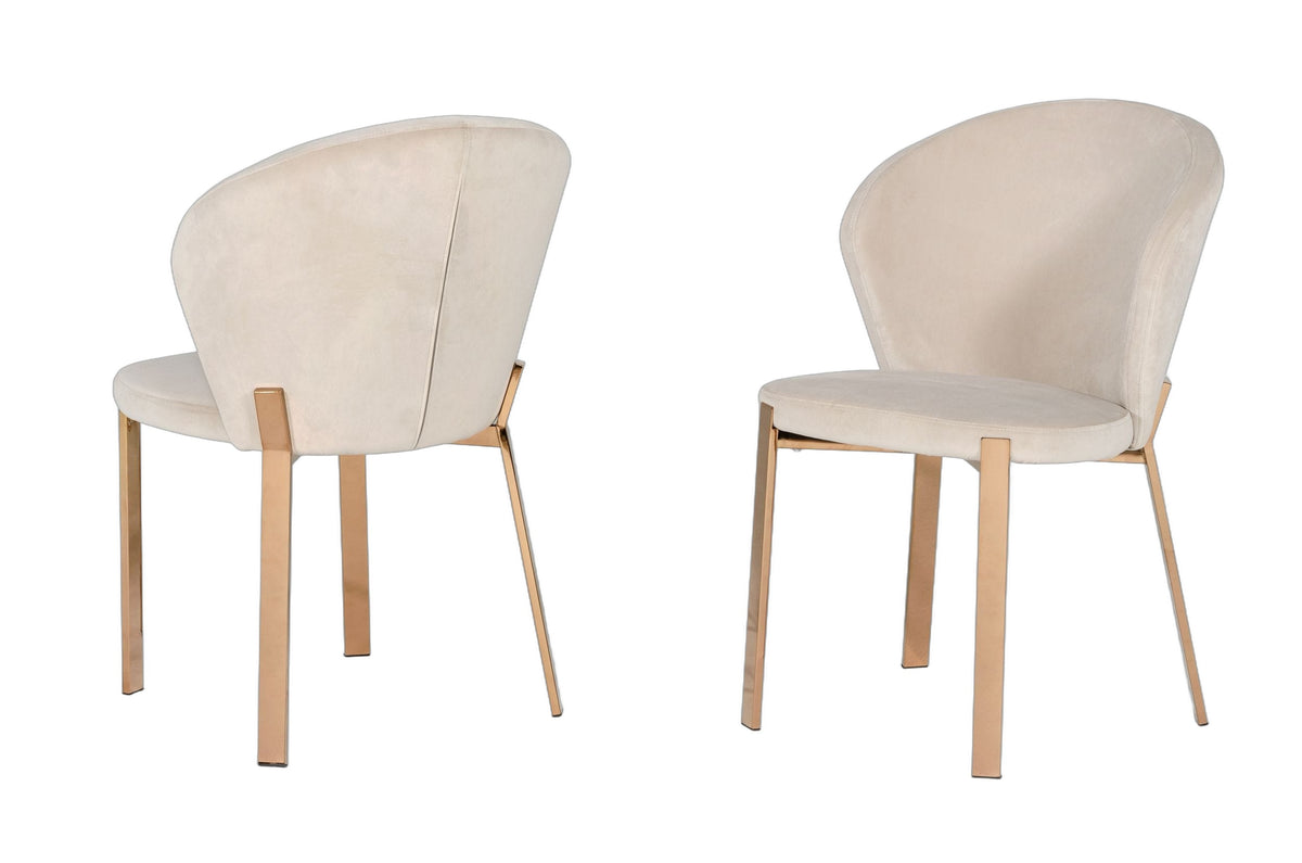 Nadia - Modern Beige Velvet & Rosegold Dining Chair (Set of 2)