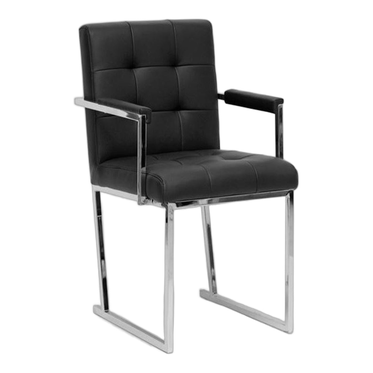 Click Modern Black Leatherette Dining Arm Chair