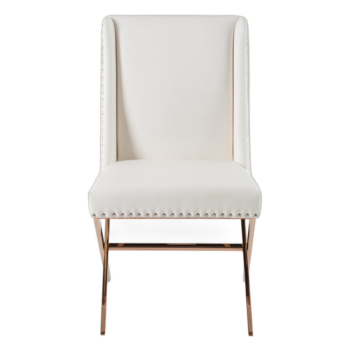 Alexia - Modern White + Rosegold Dining Chair