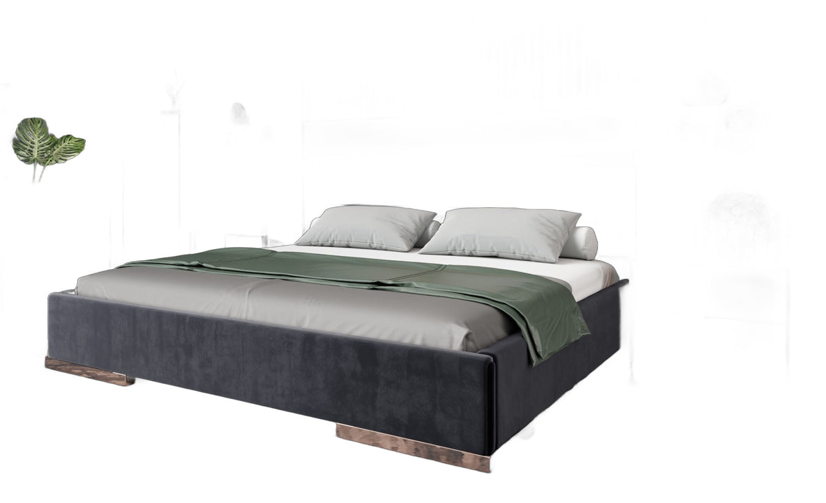 Cartier Modern Black Velvet & Rosegold Bed - premium white background