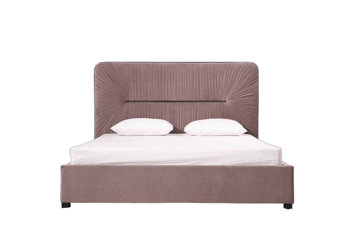 Duke Modern Grey Velvet & Black Gun Chrome 4-Piece Bedroom Set