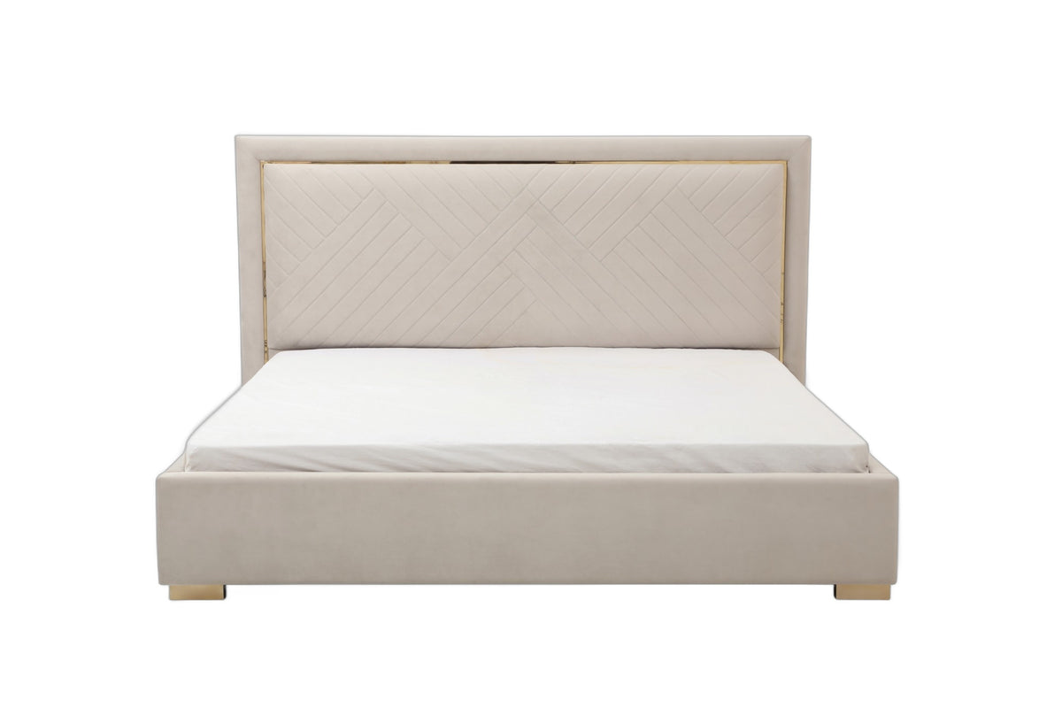 Corrico - Modern Off White and Champagne Gold Bedroom Set