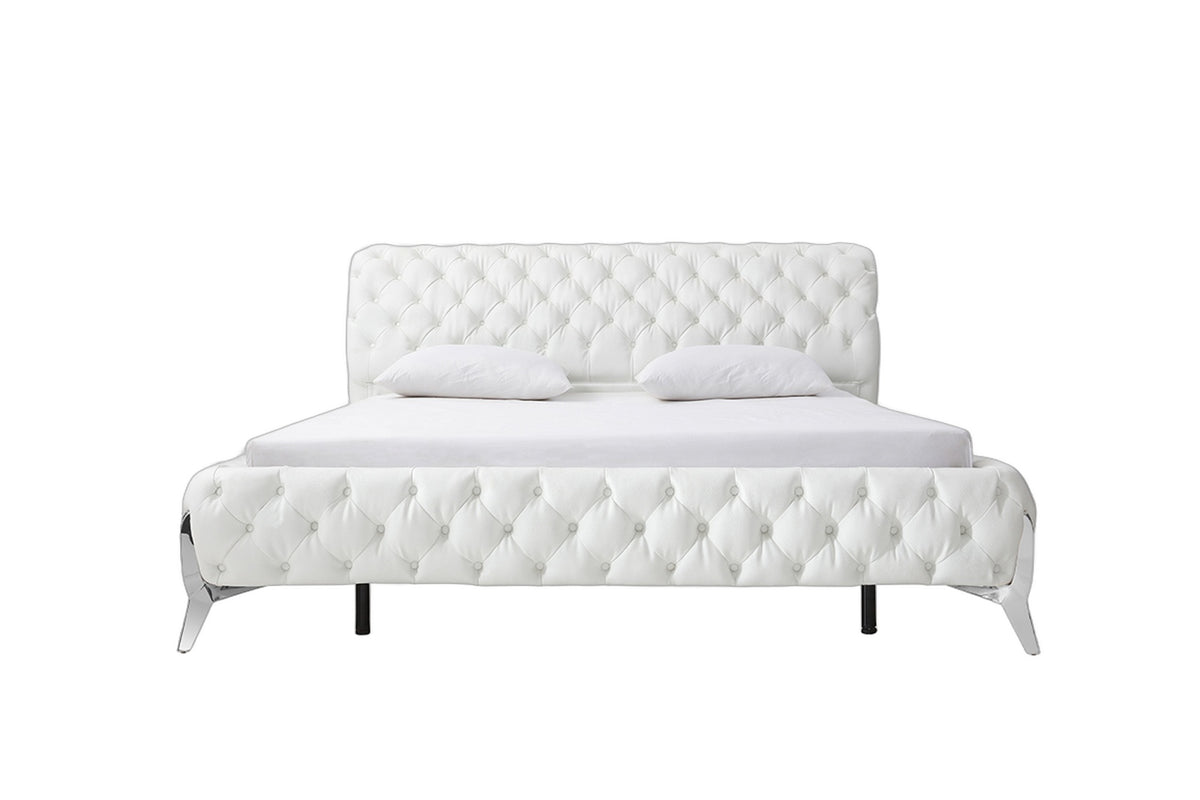 Legend Modern White Bonded Leather Bed