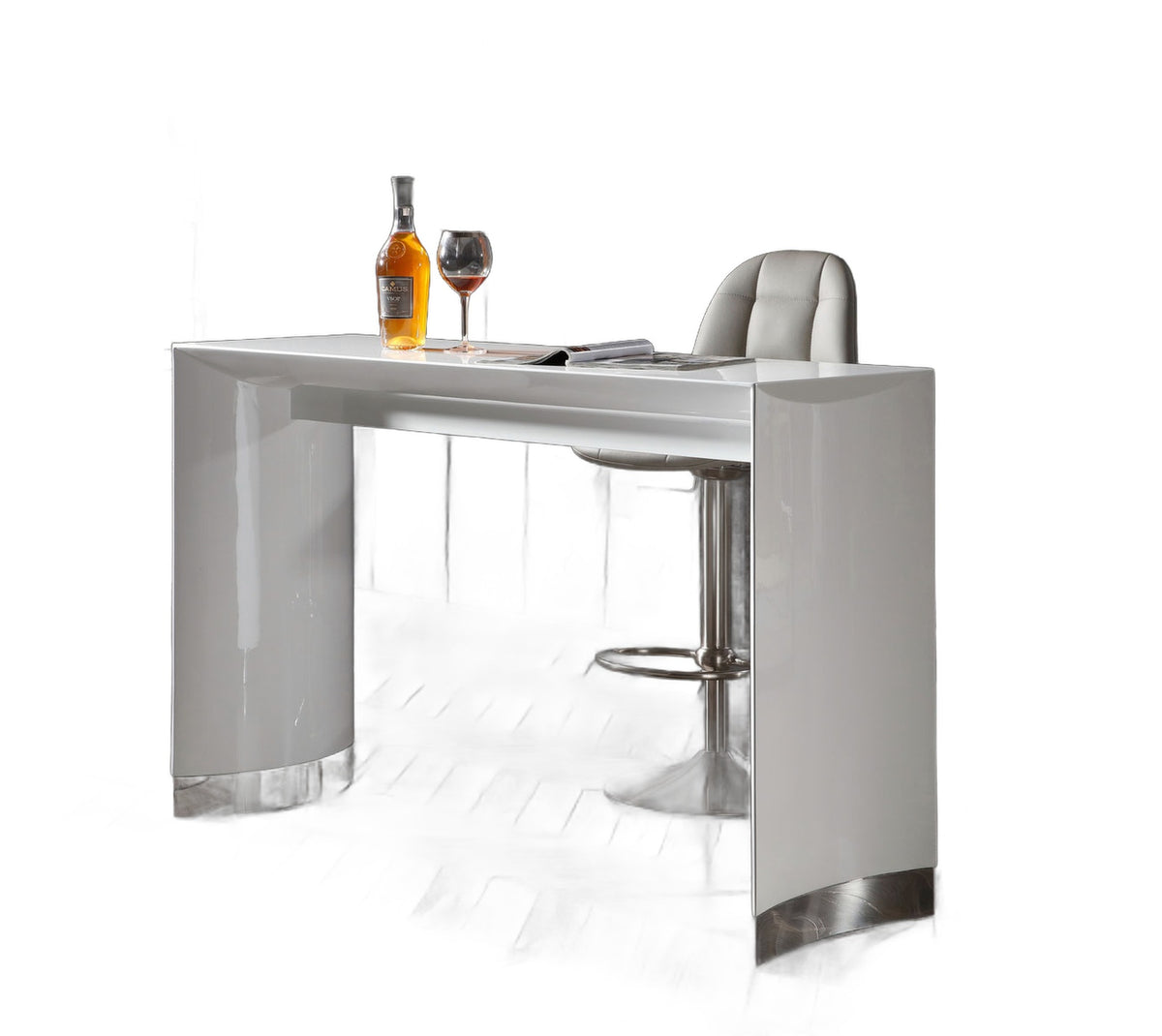 Corbett - Contemporary White Bar Table