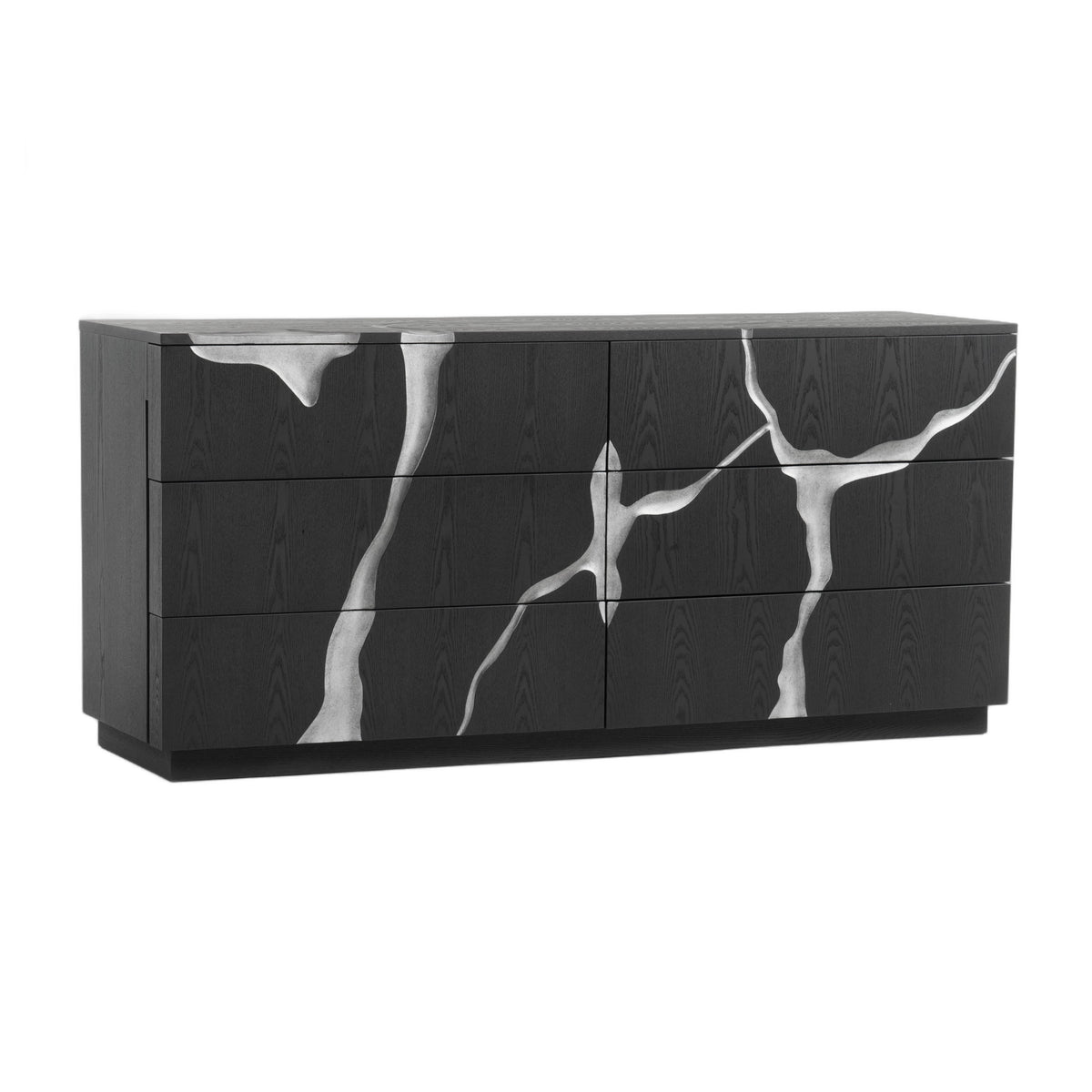 Aspen - Modern Matte Brown Ash & Silver Dresser