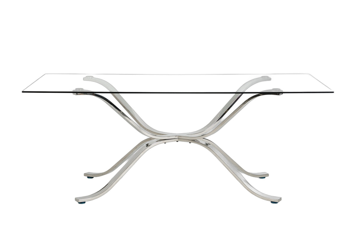 Adderley Modern Stainless Steel w/ Glass Top Dining Table