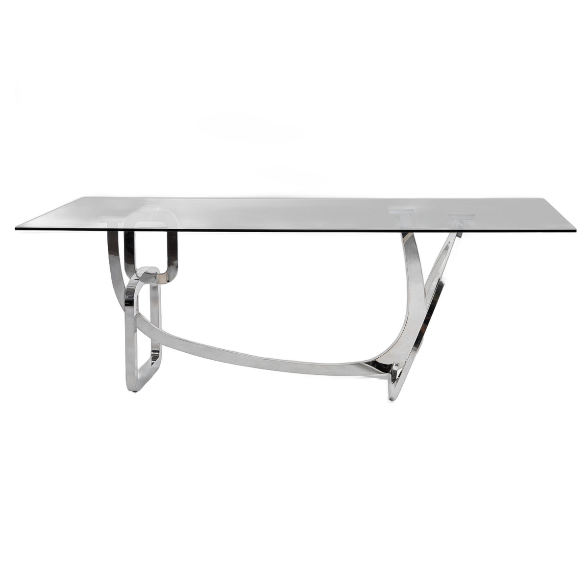 Adelaide Modern Stainless Steel & Glass Dining Table