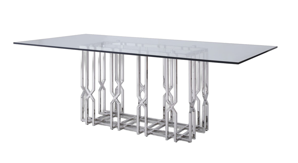 Ericson - Modern Glass & Stainless Steel Dining Table