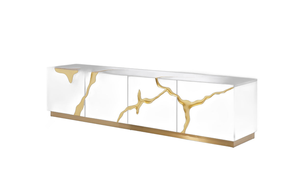 Aspen Modern White & Gold TV Stand