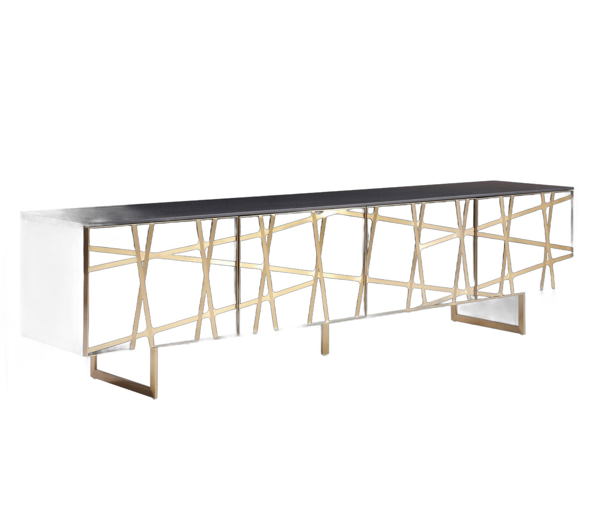 Kilson - Modern Black Oak & Champagne Gold TV Stand