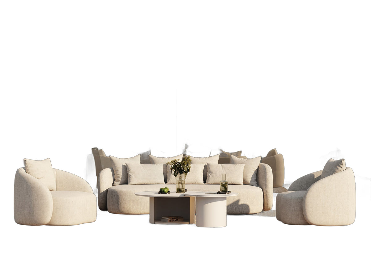Tabarca - Outdoor Beige Fabric 4 Seat Sofa + 2 Chairs