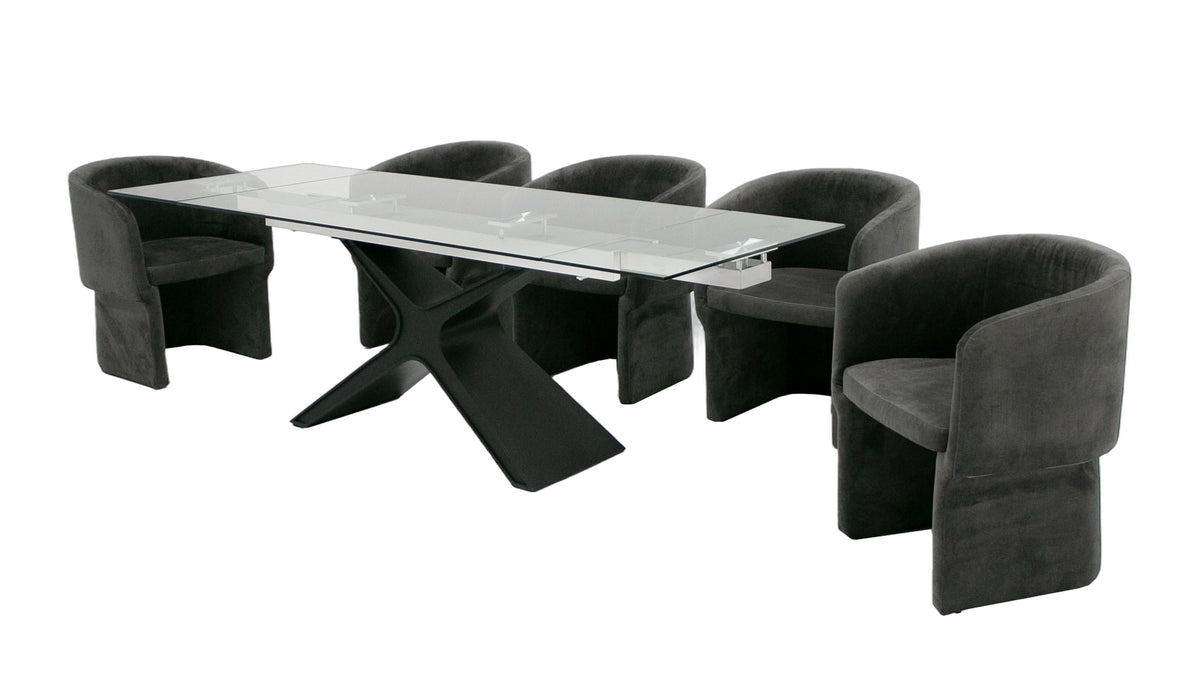 Adler - Modern Black Glass Extendable 63"/94.5" Dining Table