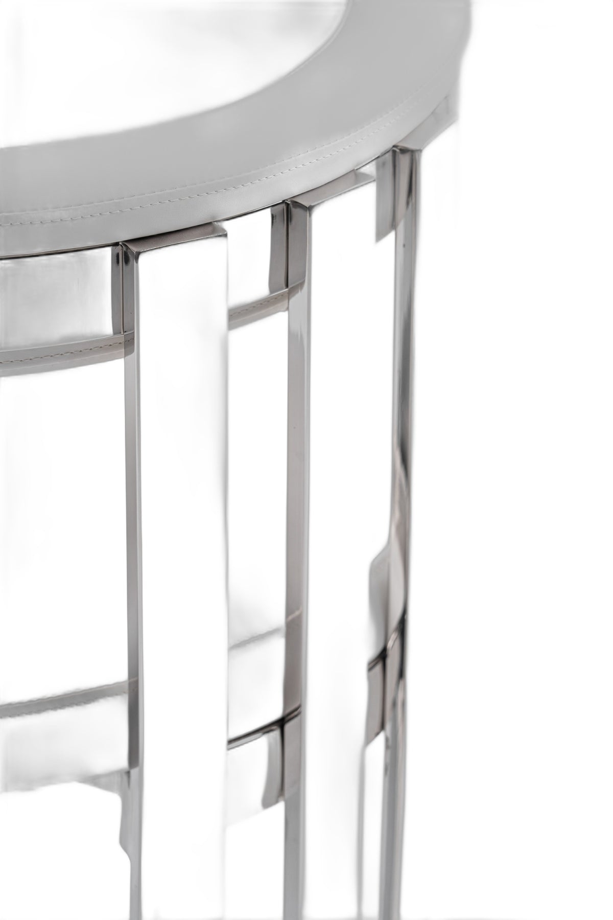 Pontiac - Modern White Vegan Leather + Stainless Steel Dining Chair