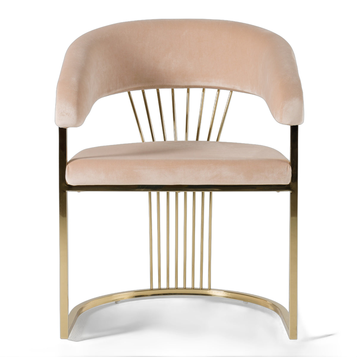 Linda - Modern Beige Velvet and Gold Dining Chair
